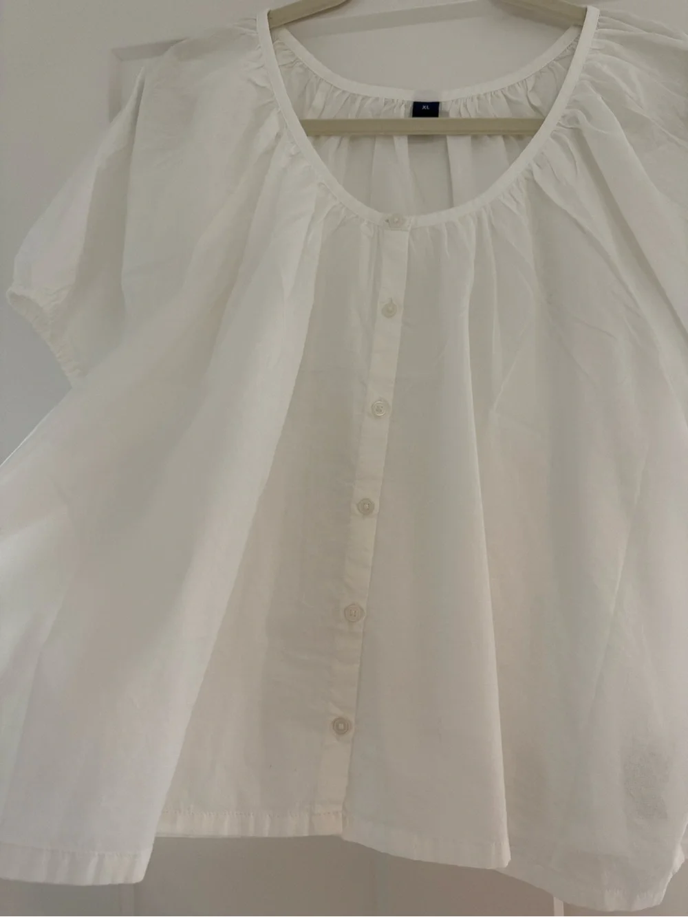 Old Navy White Button-Front Peasant Top